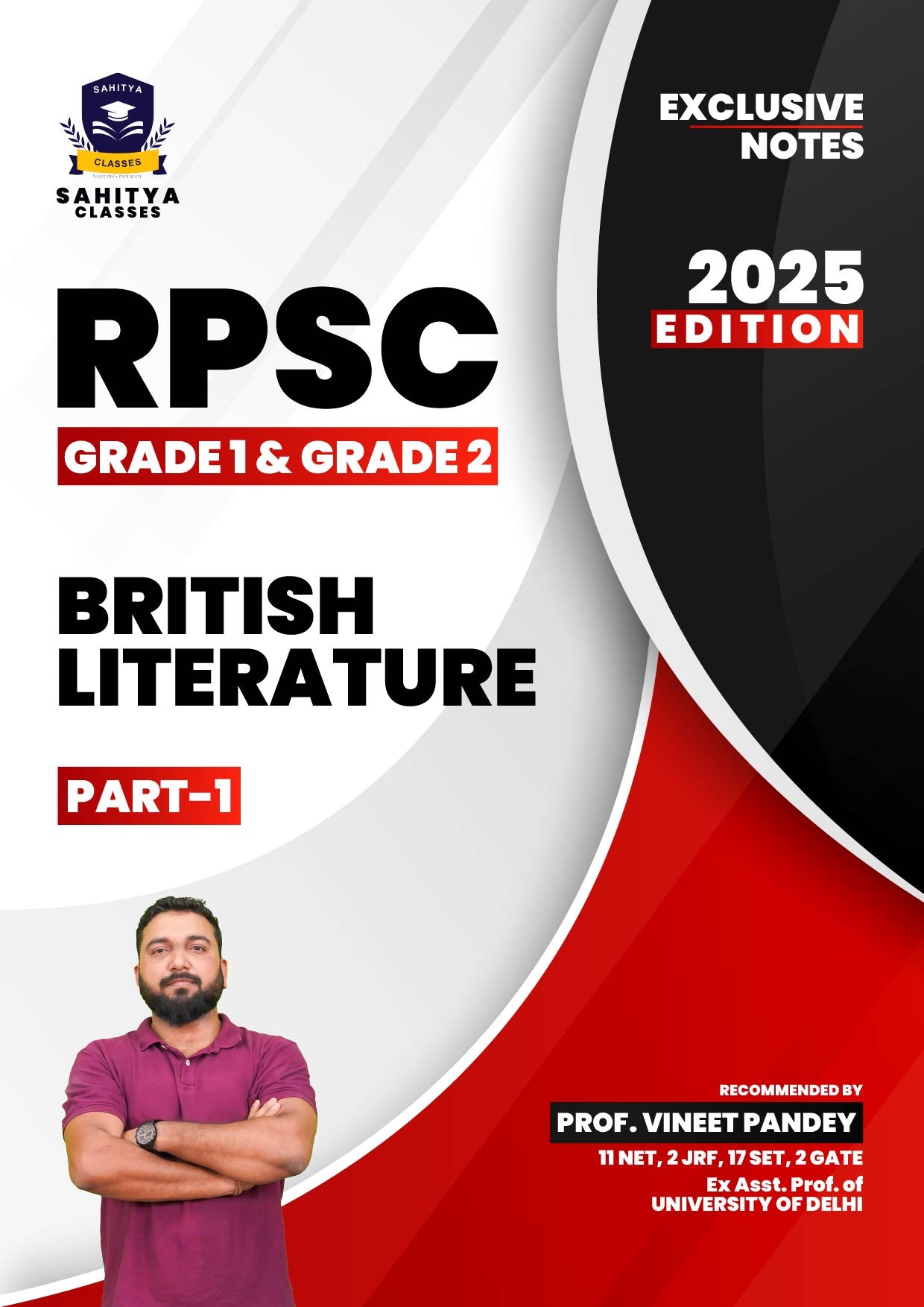 RPSC Grade 1 & Grade 2 English Literature Study Material 2025 Edition - Exclusive Notes by Prof. Vineet Pandey