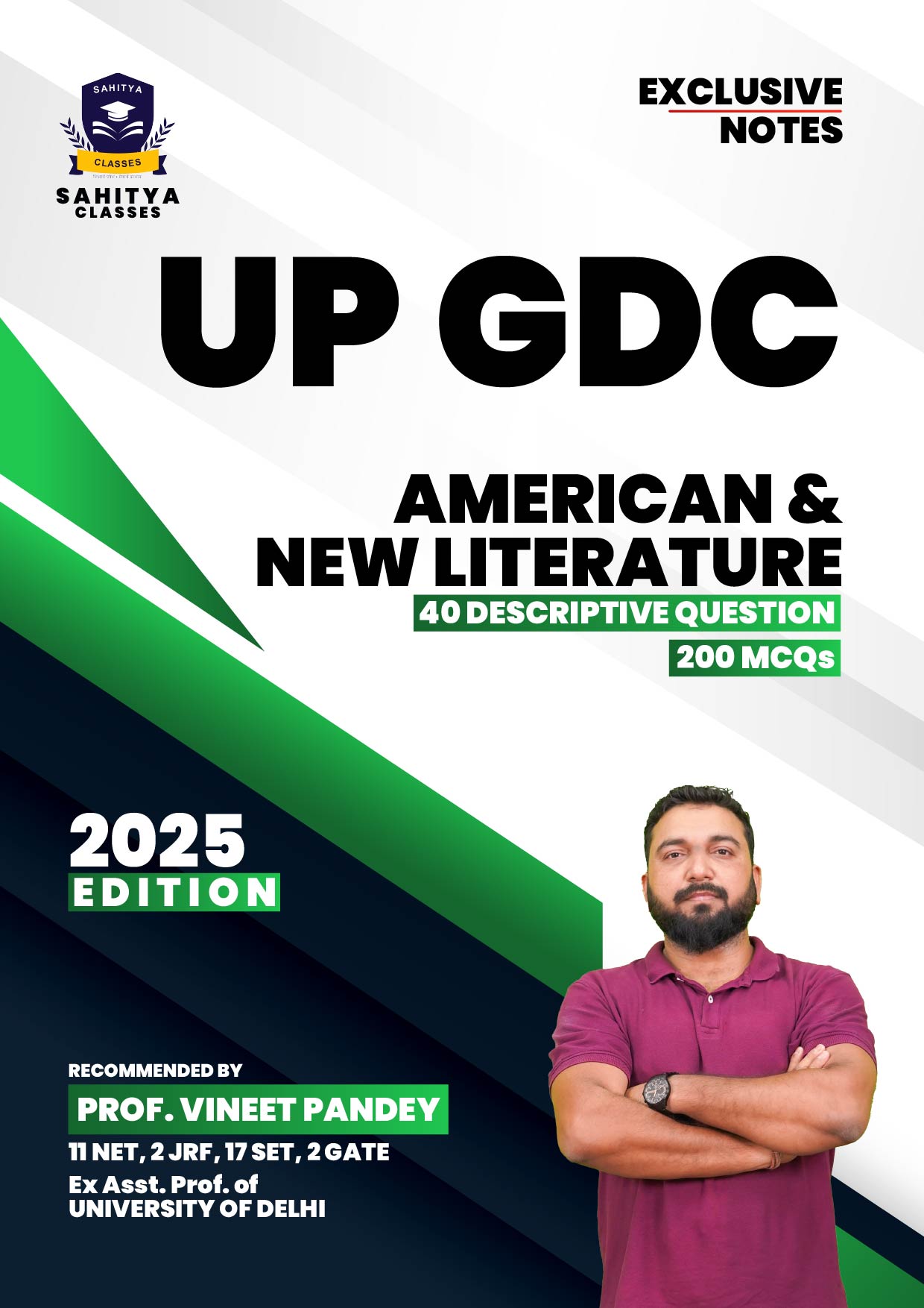 UP GDC (Uttar Pradesh Government Degree College) English Literature Study Material 2025 Edition - Exclusive Notes by Prof. Vineet Pandey