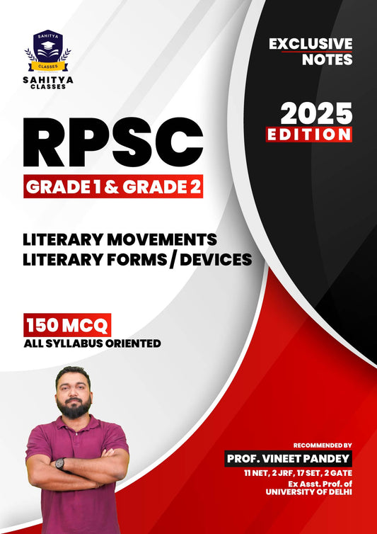 RPSC Grade 1 & Grade 2 English Literature Study Material 2025 Edition - Exclusive Notes by Prof. Vineet Pandey