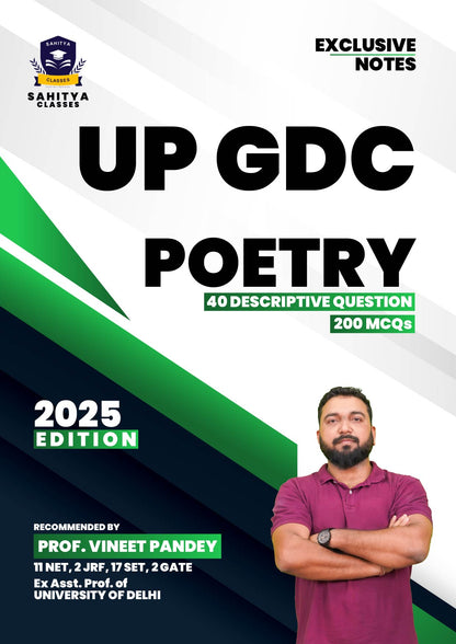 UP GDC (Uttar Pradesh Government Degree College) English Literature Study Material 2025 Edition - Exclusive Notes by Prof. Vineet Pandey